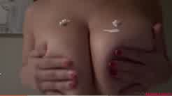 Allie Lynn teasing and covering nipples